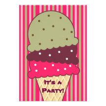Invitación del fiesta del helado de las rayas de l