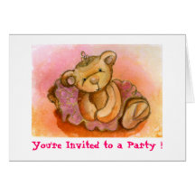 Invitación del fiesta del oso del ballet de Libby Tarjetón