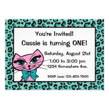 Invitación del gatito del estampado leopardo