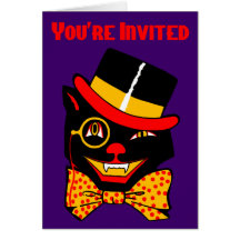 Invitación del gato del sombrero de copa felicitación