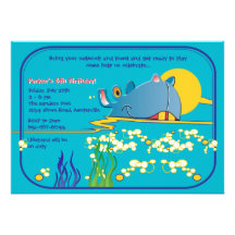 Invitación del hipopótamo de la natación