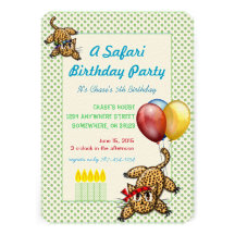 Invitación del leopardo de la fiesta de cumpleaños