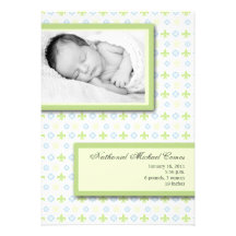 invitación del nacimiento de 5x7 GreenBlue Fleur D