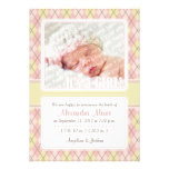 Invitación del nacimiento de Argyle (amarillo y ro