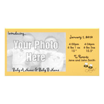 Invitación del nacimiento de la foto de 2 gemelos  tarjeta con foto personalizada