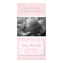 Invitación del nacimiento de la niña tarjeta personal con foto