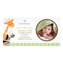 Invitación del nacimiento de los amigos del safari tarjeta fotografica  