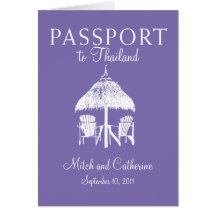 Invitación del pasaporte del boda a Tailandia Tarjeton