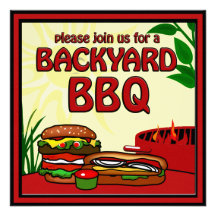 Invitación del patio trasero de la comida campestr