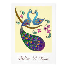 Invitación del pavo real y del boda de Peahen (kan