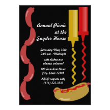 Invitación del perrito caliente y de los condiment