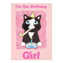 Invitación del personalizado del gato de la torta 