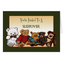 Invitación del Sleepover: Osos de peluche, peluche Tarjetón