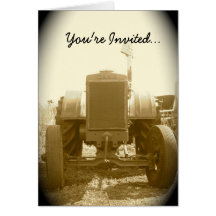 Invitación del tractor -- Tractor viejo Tarjeton