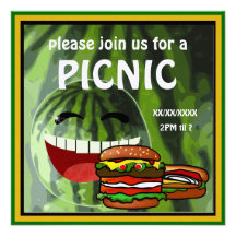 Invitación divertida de la comida campestre de la 