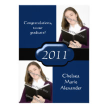 Invitación doble azul de la fiesta de graduación d