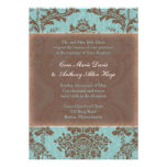 Invitación elegante azul del boda del damasco de T