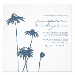 Invitación elegante azul y blanca del boda de la f