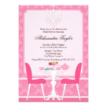 Invitación elegante de la fiesta del té del damasc