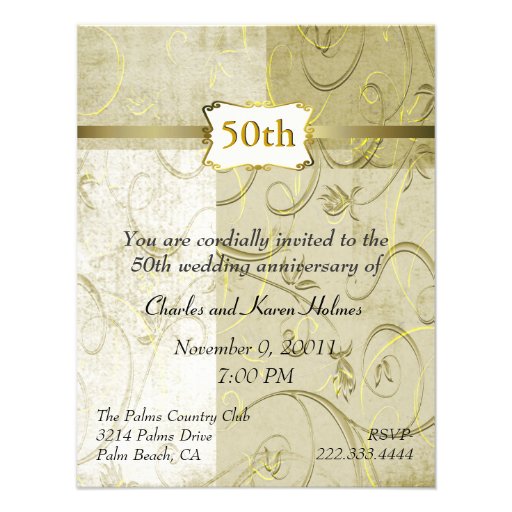 Invitación elegante del aniversario del oro