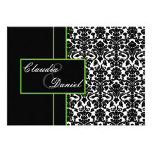 invitación elegante del boda del damasco de la cal