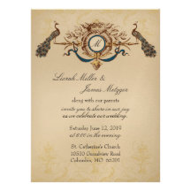 Invitación elegante del boda del pavo real