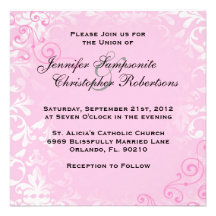 Invitación elegante del boda del rosa lindo del vi