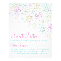 Invitación elegante del copo de nieve Sweet16