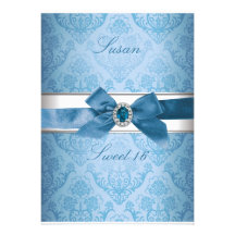 Invitación elegante del dulce 16 (azul)