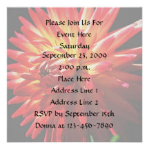 Invitación elegante floral de la dalia roja