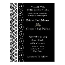 Invitación elegante hermosa del boda del damasco postal