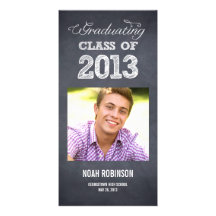Invitación elegante marcada con tiza de la graduac tarjeta fotográfica personalizada