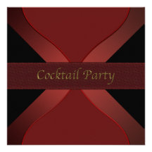 Invitación elegante roja y negra del cóctel