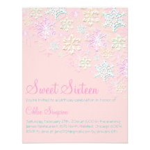 Invitación elegante rosada del copo de nieve Sweet