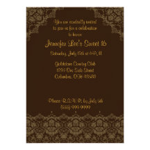 Invitación elegante Sweet16 de Brown y del oro