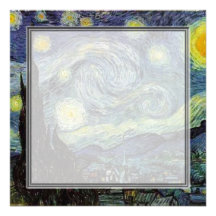 invitación en blanco, noche estrellada de Van Gogh
