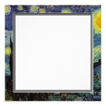 invitación en blanco, noche estrellada de Van Gogh