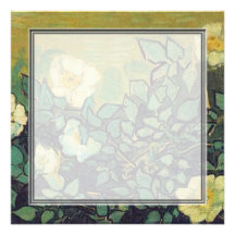 invitación en blanco, rosas salvajes de Van Gogh