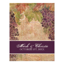 Invitación envejecida del boda del viñedo de la uv