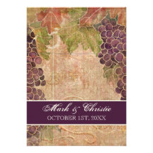 Invitación envejecida del boda del viñedo de la uv