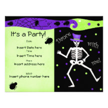 Invitación esquelética de Halloween de la danza