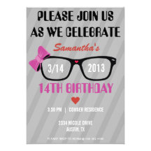 Invitación femenina del cumpleaños de los vidrios 