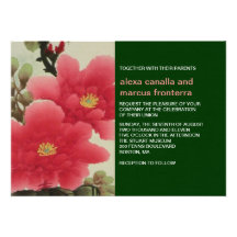 Invitación floral asiática del boda