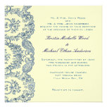 Invitación floral azul del boda
