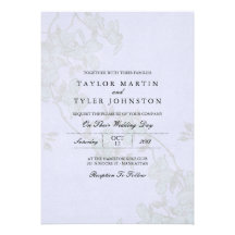 Invitación floral azul enorme del boda