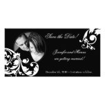 invitación floral blanca negra del compromiso 4x8 tarjetas fotograficas 