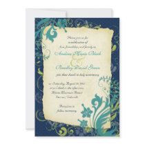 Invitación floral de la boda del trullo del verde  invitaciones