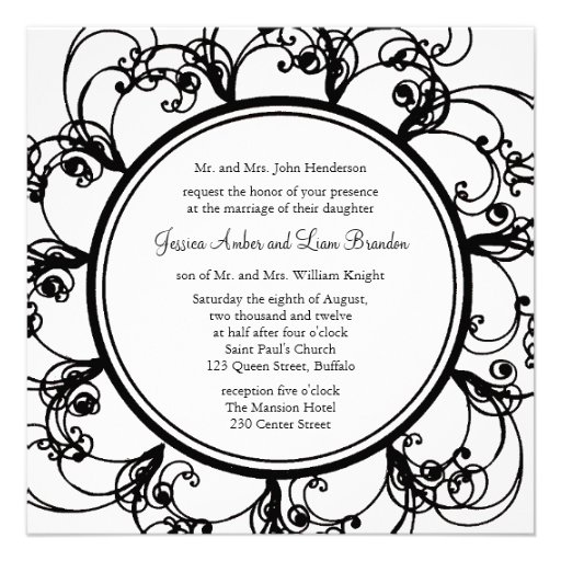 Invitación floral de lujo del boda (negro/blanco)