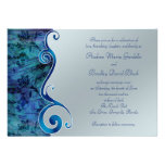 Invitación floral de plata azul del boda de la vol