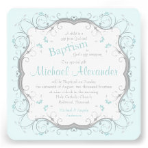 Invitación floral del bautismo de la voluta del gr